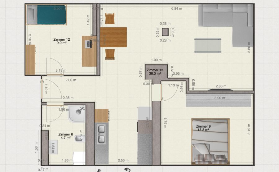 Renovierte Dachgeschosswohnung mit Klimaanlage, Kaltmiete 650  3.5 zimmer