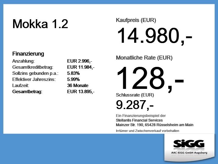 Opel Mokka 26.300 km 14.980 &euro; Augsburg 86154