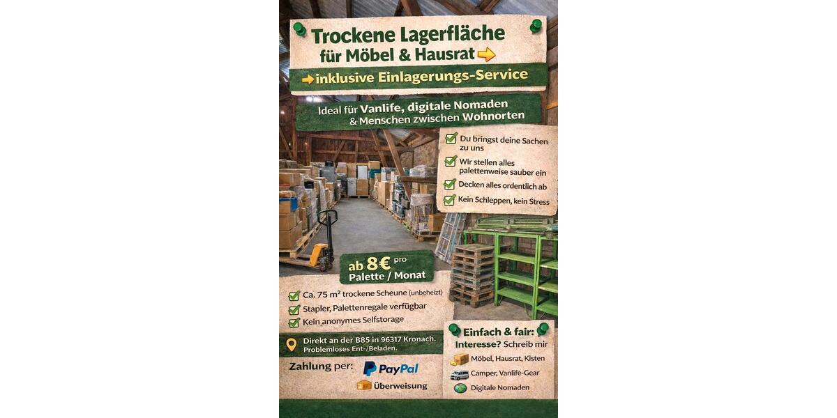 Trockene Lagerfläche, Möbel, Hausrat, Einlagerung, Paletten zimmer