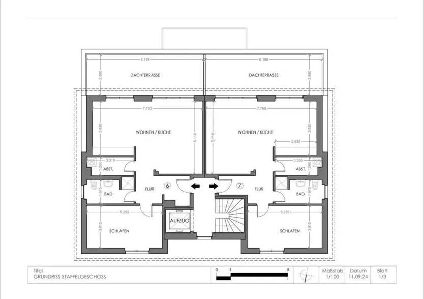 hochwertige 2-Zimmer-NEUBAU-PENTHOUSE-Wohnung (KfW 55) mit Dachterrasse & Fahrstuhl