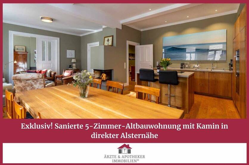 Exklusiv! Sanierte 5-Zimmer AltbauWohnung mit Kamin in direkter Alsternähe