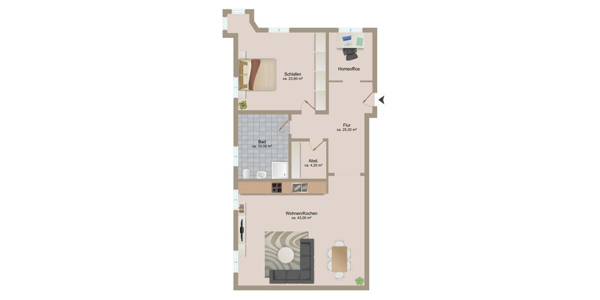 Etagenwohnung Muldestausee - 2.5 Zimmer, 102 m&sup2;, 1.205&euro; | Angebot:25579475