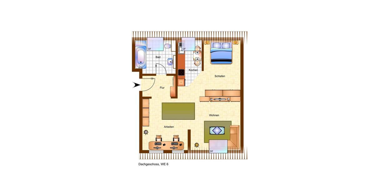 Dachgeschoßwohnung Leipzig Süd - 1 Zimmer, 40 m&sup2;, 138.000&euro; | Angebot:26253648