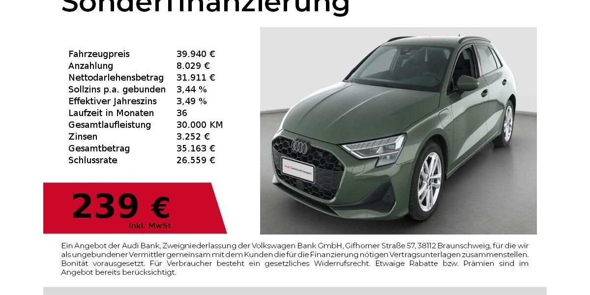 Audi A3 4.358 km 39.940 &euro; Dessau-Roßlau 06844