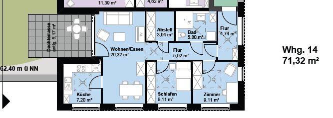Etagenwohnung Münster Münster-Südost - 4 Zimmer, 70 m&sup2;, 784&euro; | Angebot:26492203