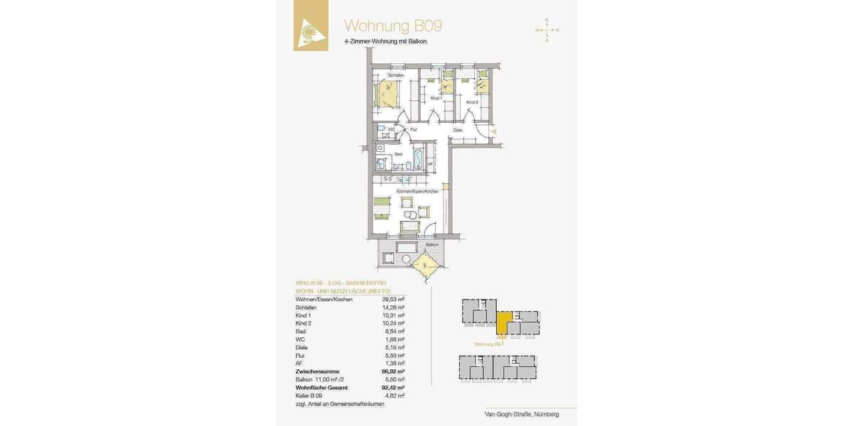 Etagenwohnung Nürnberg Herpersdorf - 4 Zimmer, 92 m&sup2;, 486.545&euro; | Angebot:25567244