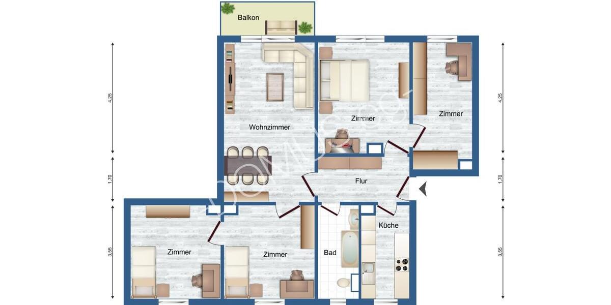 Annaburg 5 Zimmer WG geeignet, frisch renoviert mit Balkon! Ab 6 Monate flexibel anmieten! 5 zimmer