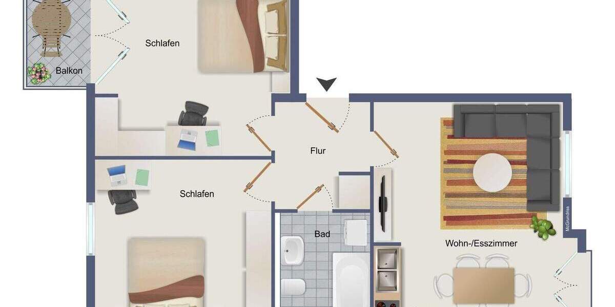 Eigene Wohnung zum kleinen Preis 3 zimmer