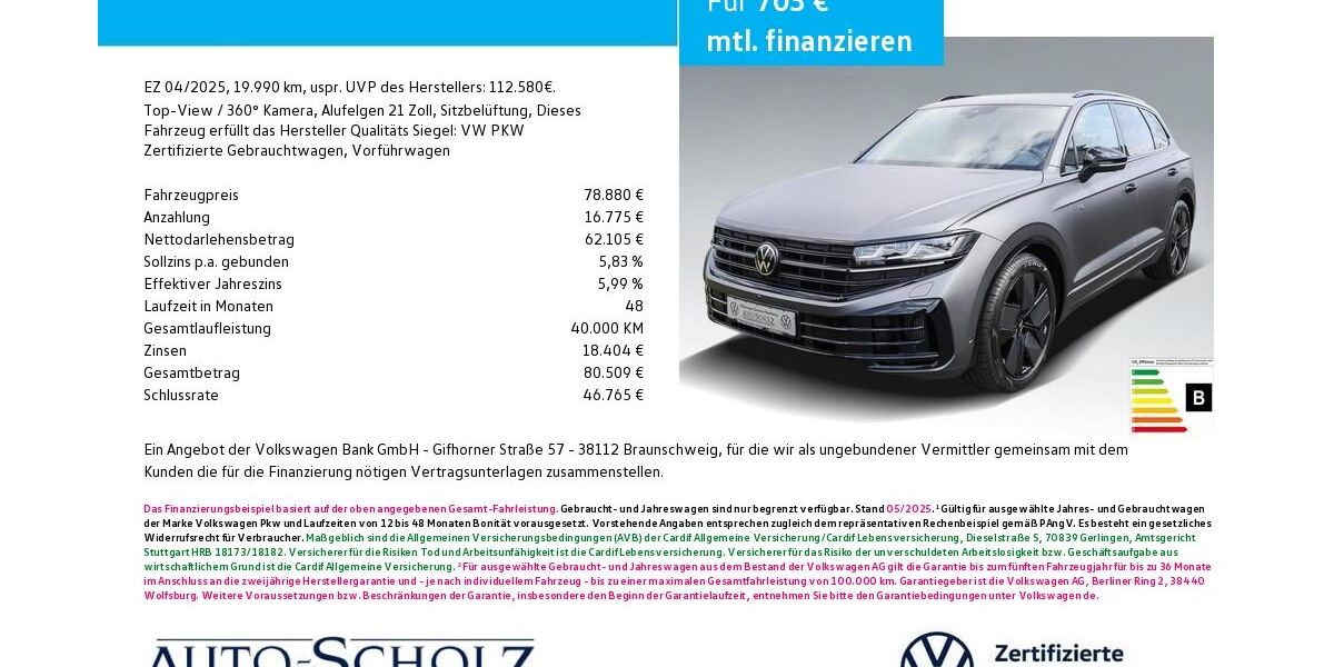 VW Touareg 19.990 km 78.880 &euro; Bayreuth 95448
