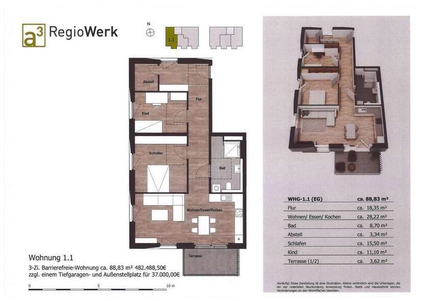 Wohnung zum Kaufen in Reute 482.500 € 88.53 m²