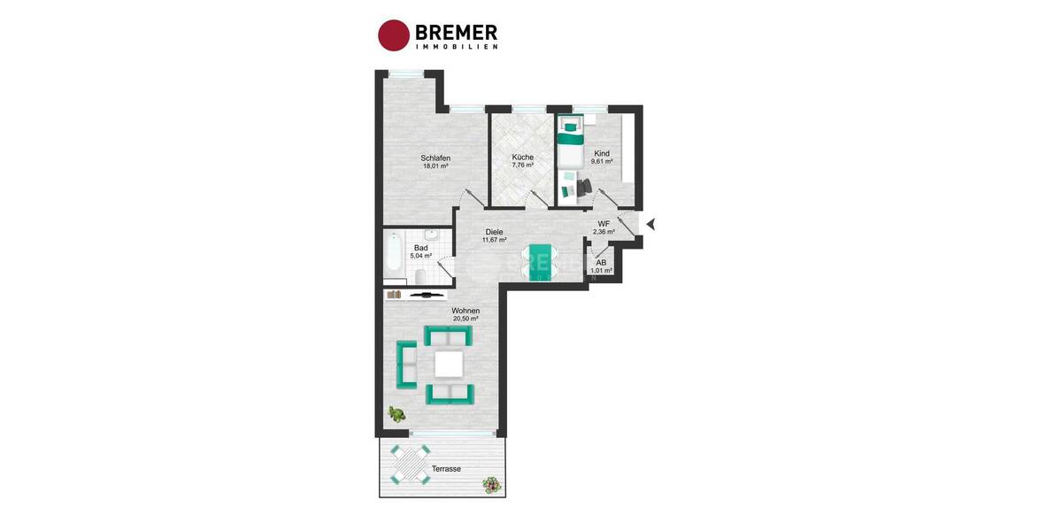Etagenwohnung Lüneburg Kreideberg - 3 Zimmer, 78 m&sup2;, 245.000&euro; | Angebot:25669626