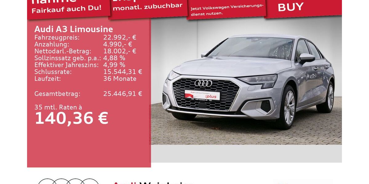 Audi A3 51.505 km 21.999 &euro; Weinheim 69469
