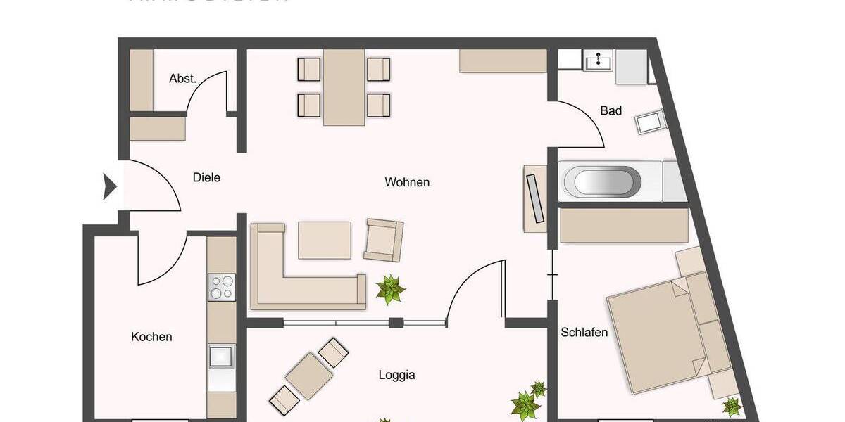 Etagenwohnung Mannheim Neckarau - 2 Zimmer, 51 m&sup2;, 225.000&euro; | Angebot:26686727