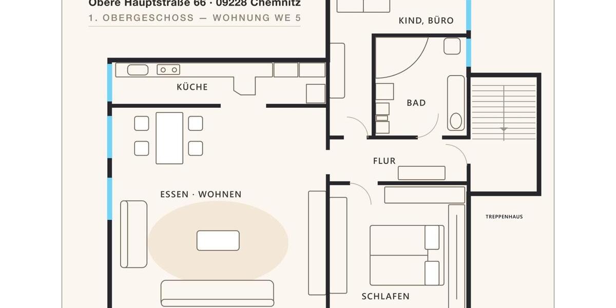 Etagenwohnung Chemnitz Wittgensdorf - 3 Zimmer, 96 m&sup2;, 165.000&euro; | Angebot:26864385