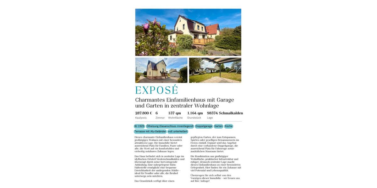 Einfamilienhaus Schmalkalden - 6 Zimmer, 157 m&sup2;, 287.800&euro; | Angebot:26838230