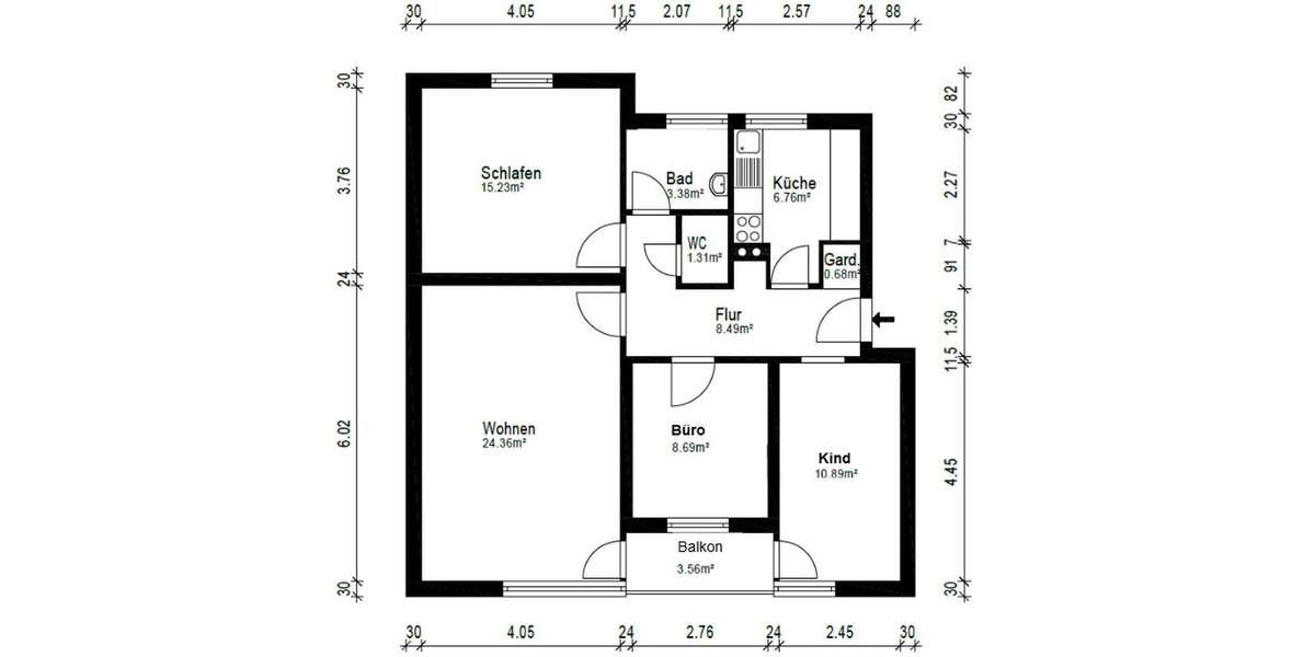 Etagenwohnung Oldenburg Eversten - 4 Zimmer, 80 m&sup2;, 289.000&euro; | Angebot:25402829