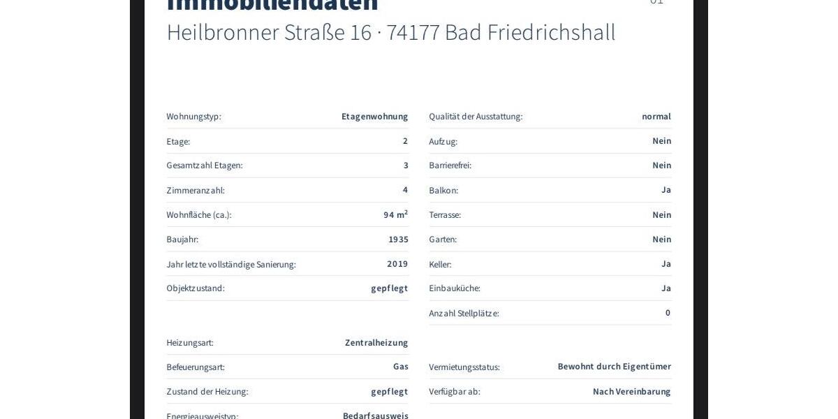 Etagenwohnung Bad Friedrichshall - 4 Zimmer, 94 m&sup2;, 290.000&euro; | Angebot:26852714