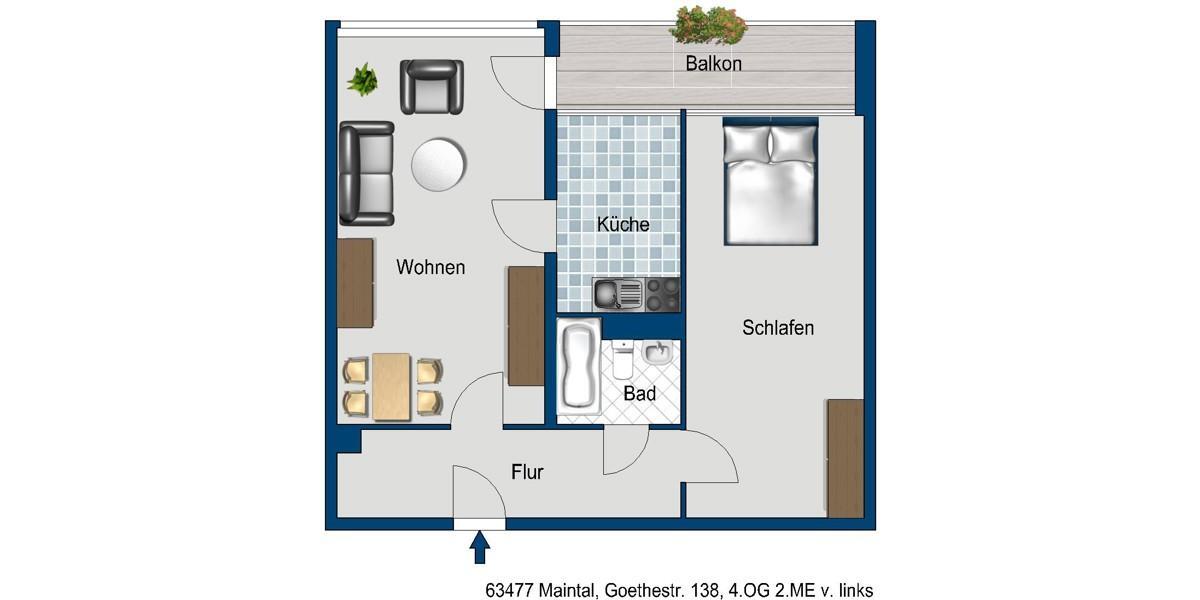 Schöne 2-Zimmer-Wohnung mit Balkon in Maintal-Bischofsheim zu vermieten 2 zimmer