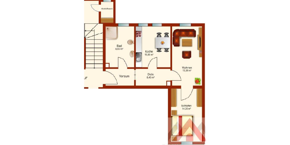 Etagenwohnung Döbeln - 2 Zimmer, 56 m&sup2;, 336&euro; | Angebot:26001492
