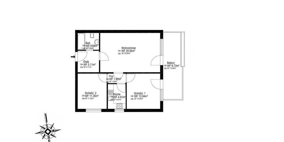 Etagenwohnung München Laim - 3 Zimmer, 73 m&sup2;, 570.000&euro; | Angebot:26694497