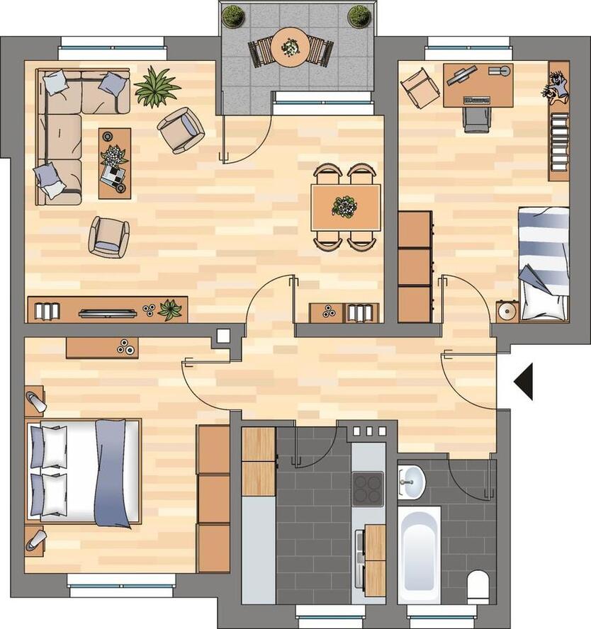 Bereits modernisierte 3-ZKB-Wohnung im Europaviertel zu vermieten! zimmer