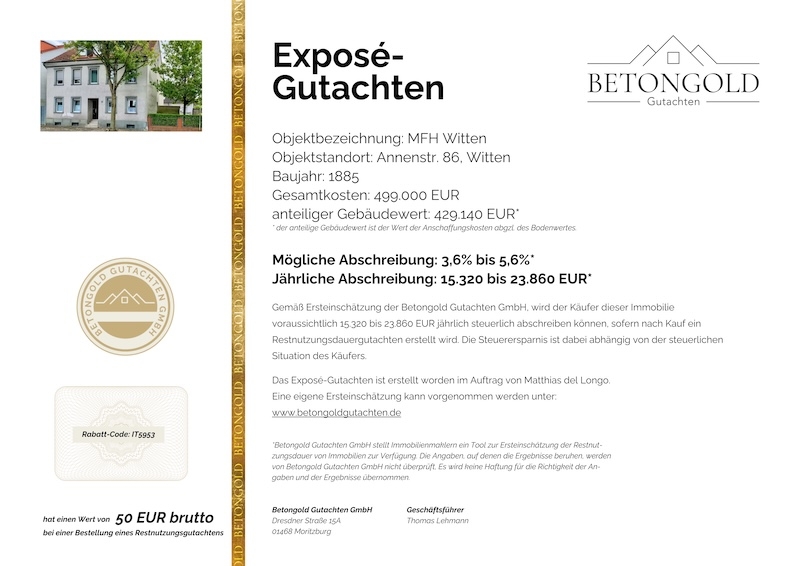 Hier stimmt alles! Tip-top Kapitalanlage! - Mehrfamilienhaus, Wohnhaus Witten Annen | Angebot:22834906