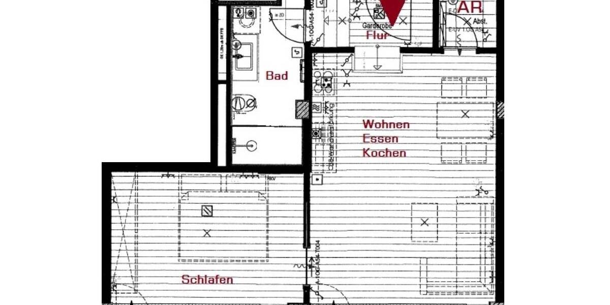 Etagenwohnung Nürnberg Veilhof - 2 Zimmer, 50 m&sup2;, 1.050&euro; | Angebot:26379568