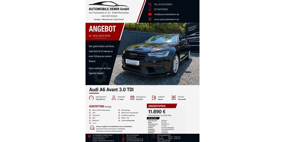 Audi A6 220.000 km 11.890 &euro; Rheinböllen 55494