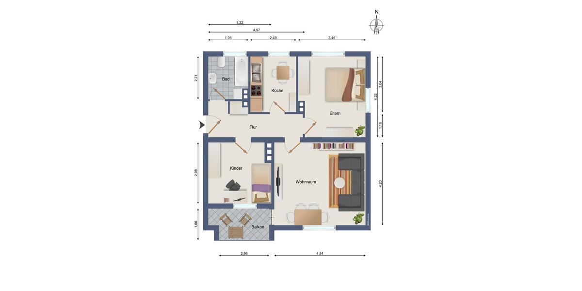 Etagenwohnung Kempten (Allgäu) Auf dem Lindenberg - 3 Zimmer, 65 m&sup2;, 230.000&euro; | Angebot:26349137