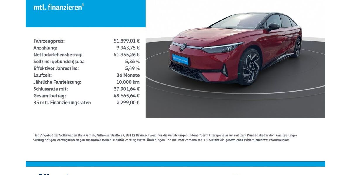 VW ID.7 18.972 km 51.899 &euro; Leinefelde-Worbis/DE 37327