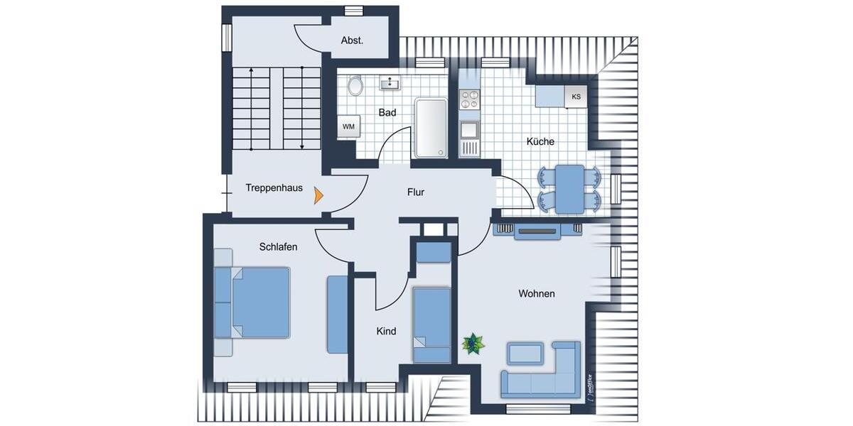 Etagenwohnung Rödental - 3 Zimmer, 69 m&sup2;, 550&euro; | Angebot:26297201