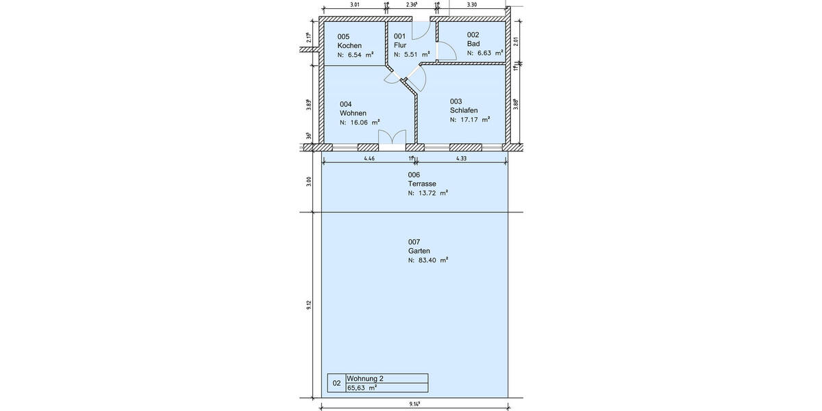 Etagenwohnung Dresden Äußere Neustadt - 2 Zimmer, 59 m&sup2;, 706&euro; | Angebot:26306358