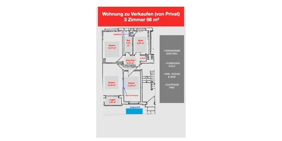 Erdgeschoßwohnung Hamburg Borgfelde - 3 Zimmer, 66 m&sup2;, 369.000&euro; | Angebot:25989139