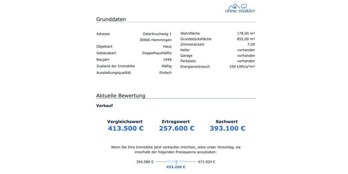 Doppelhaushälfte Niedersachsen - Hemmingen Arnum - 7 Zimmer, 178 m&sup2;, 369.000&euro; | Angebot:26818921