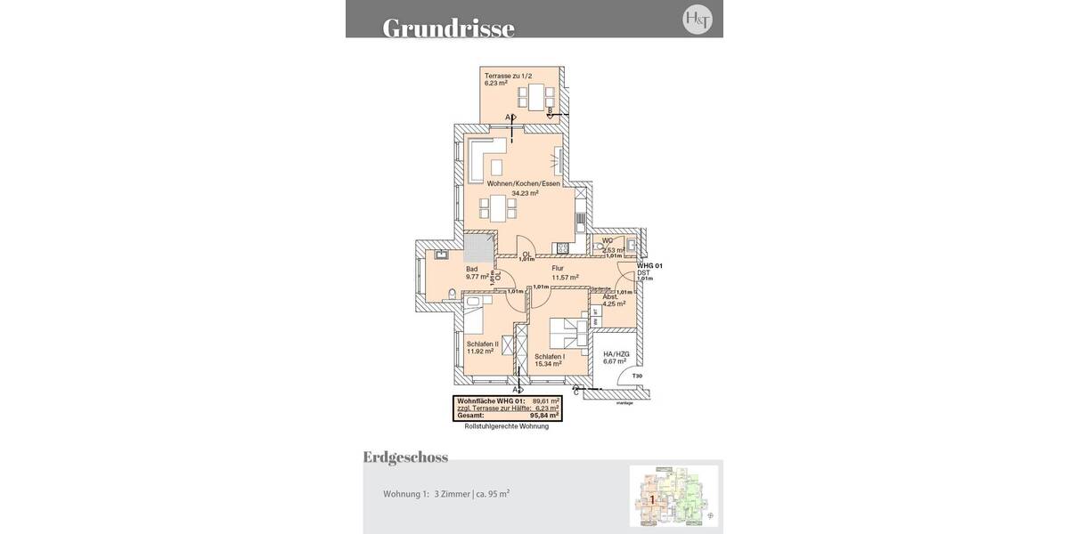 Etagenwohnung Stuhr Brinkum - 3 Zimmer, 95 m&sup2;, 364.000&euro; | Angebot:25685388