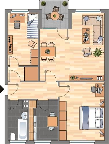 Etagenwohnung Wildeshausen - 3 Zimmer, 70 m&sup2;, 619&euro; | Angebot:26356095