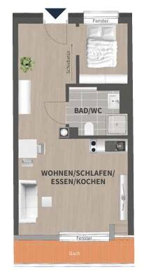 Etagenwohnung Fürth Innenstadt - 1 Zimmer, 34 m&sup2;, 560&euro; | Angebot:26345419