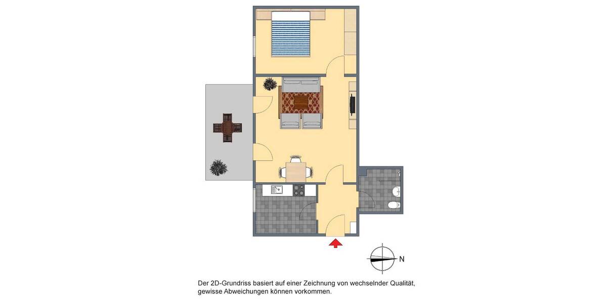 Terrassenwohnung Stuttgart Feuerbach - 2 Zimmer, 64 m&sup2;, 900&euro; | Angebot:25984310