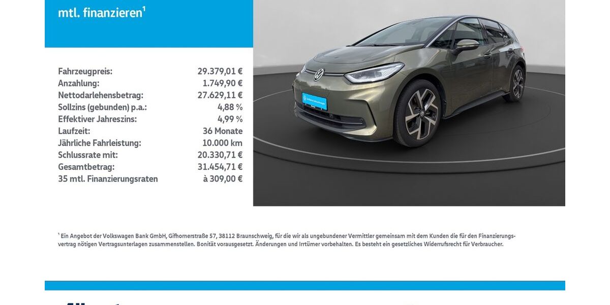 VW ID.3 22.553 km 29.379 &euro; Leinefelde-Worbis/DE 37327
