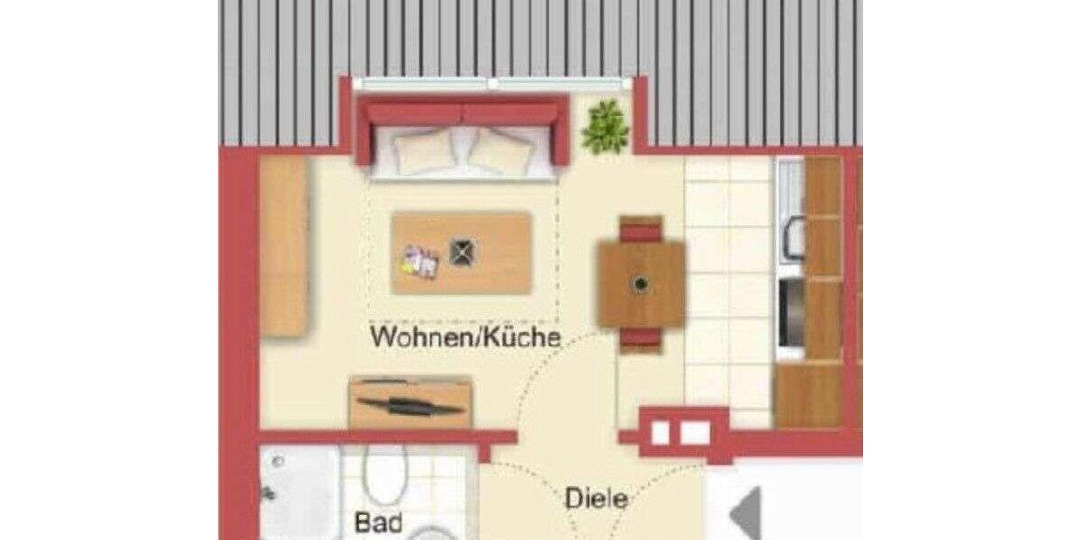 Dachgeschoßwohnung Mönchengladbach Süd - 1 Zimmer, 22 m&sup2;, 380&euro; | Angebot:26025043