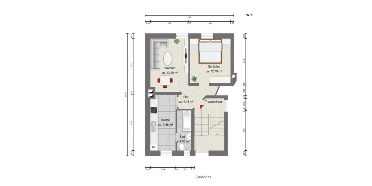 Erdgeschoßwohnung Augsburg Hochzoll - 2 Zimmer, 45 m&sup2;, 219.000&euro; | Angebot:25263718