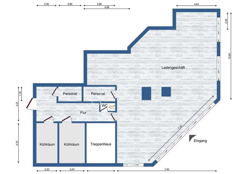 Eisdiele, Blumenladen, Fleischerei, Döner oder....Gewerberäume mit 2 Kühlzellen! 54m² Lager mietfrei zimmer