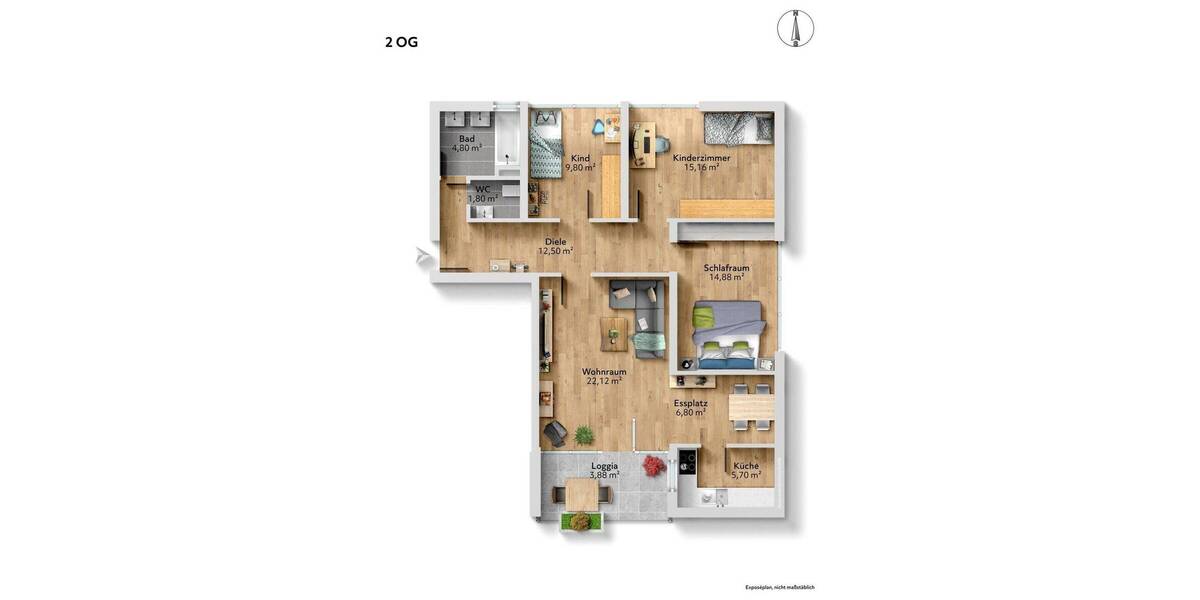 Etagenwohnung Burghausen - 4 Zimmer, 95 m&sup2;, 315.000&euro; | Angebot:25687110