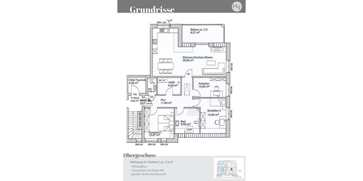 Etagenwohnung Stuhr Heiligenrode - 4 Zimmer, 112 m&sup2;, 394.000&euro; | Angebot:25743584