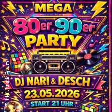 Mega 80/90er Party im Volkshaus Pegau 23.05.2026 Volkshaus Pegau