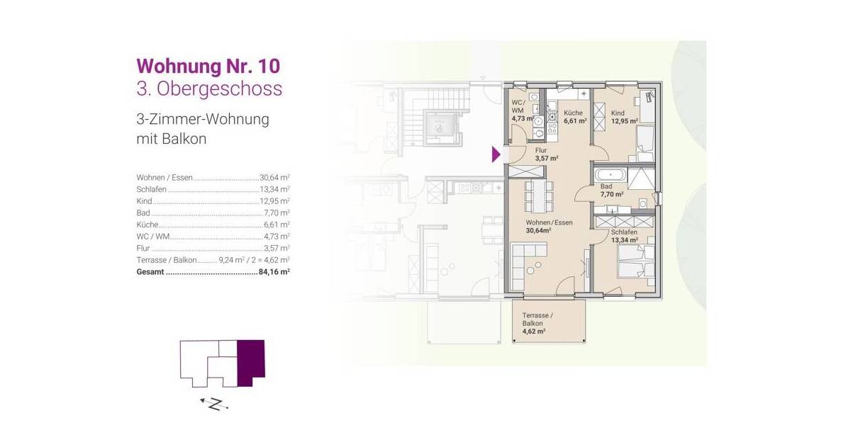Etagenwohnung Kümmersbruck - 3 Zimmer, 84 m&sup2;, 378.900&euro; | Angebot:25776649
