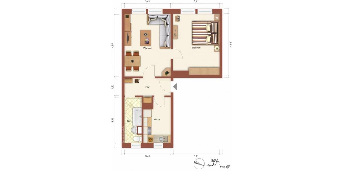 Etagenwohnung Prenzlau - 2 Zimmer, 46 m&sup2;, 320&euro; | Angebot:26233074