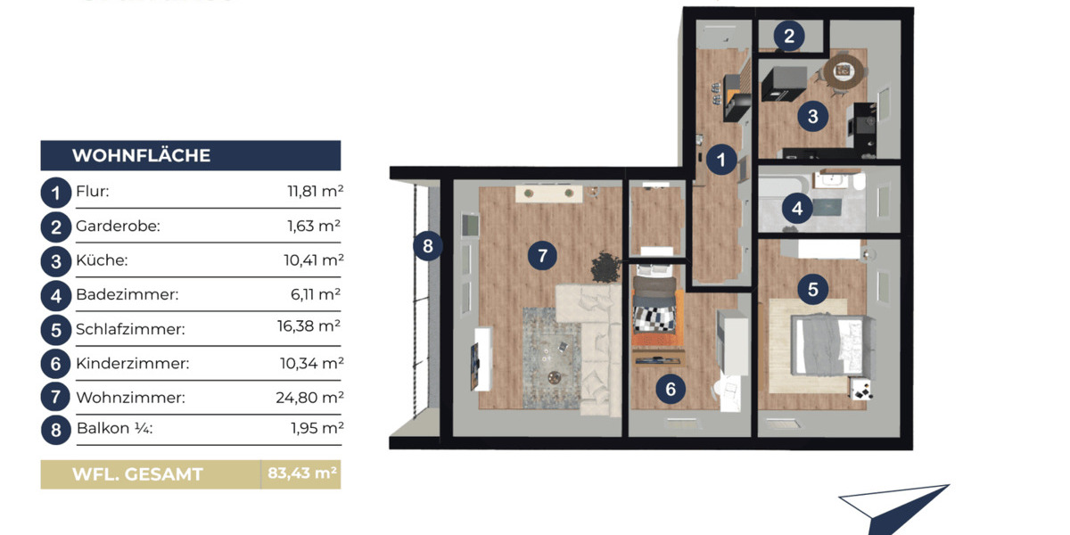 Etagenwohnung Altötting - 3 Zimmer, 83 m&sup2;, 295.000&euro; | Angebot:26852032