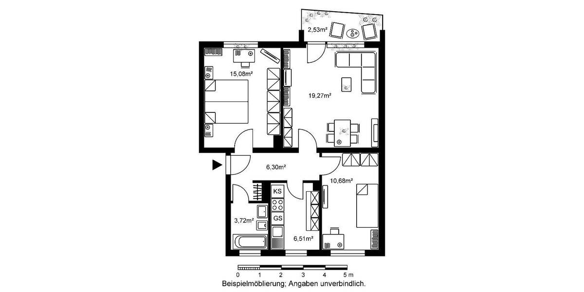Etagenwohnung Bad Vilbel Siedlung Heilsberg - 3 Zimmer, 64 m&sup2;, 790&euro; | Angebot:26361505