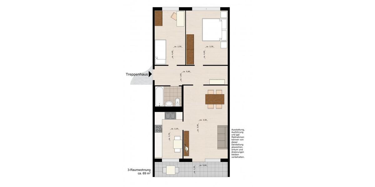 Etagenwohnung Dessau-Roßlau Dessau - 3 Zimmer, 69 m&sup2;, 400&euro; | Angebot:22421914